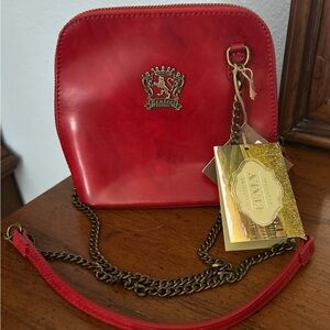 Pratesi Italia Firenze genuine Italian leather Red Crossbody Bag